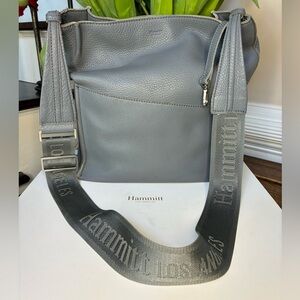 Hammitt Davis in Gray Pebbled Leather with Branded Strap